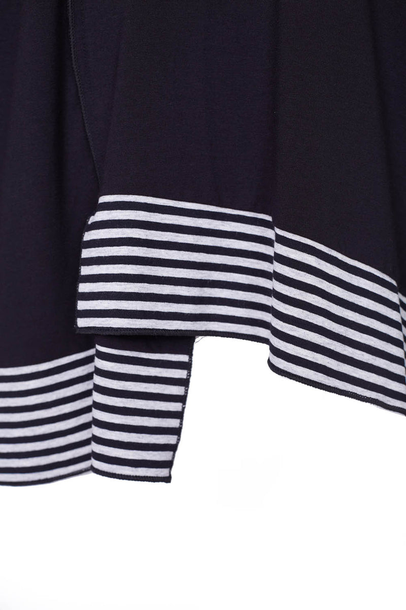 Striped Hemline Top - Black/grey