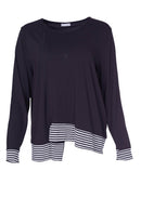 Striped Hemline Top - Black/grey