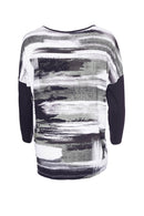 Zip Hem Print Top - Black/olive