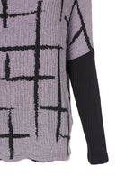 Pleated Collar Check Top - Black/grey