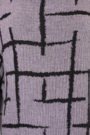 Pleated Collar Check Top - Black/grey