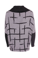 Pleated Collar Check Top - Black/grey