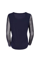 Mesh Sleeve Top - Navy