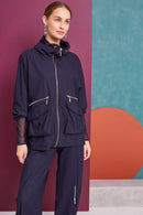 Hooded Travel Fabric Jacket - Navy
