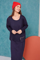 Jersey Top With Pocket - Navy