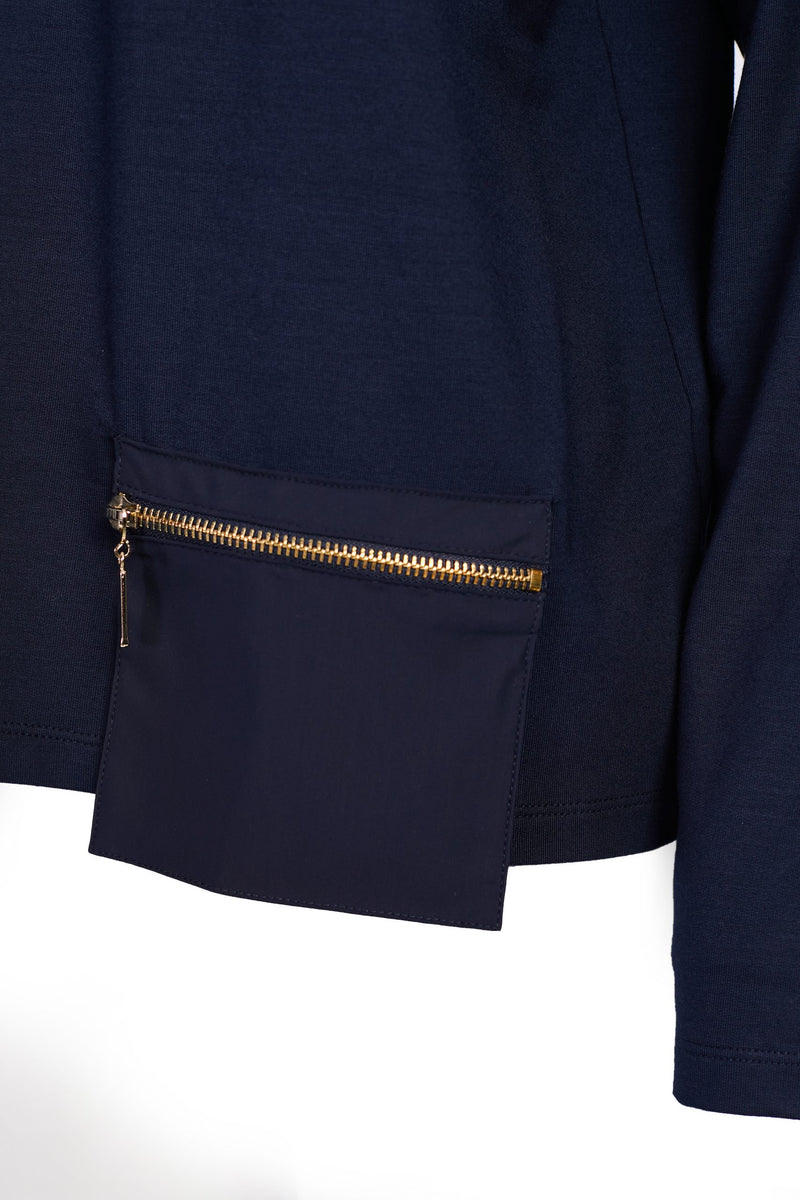 Jersey Top With Pocket - Navy