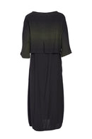 Waffle Top Dress - Black/green