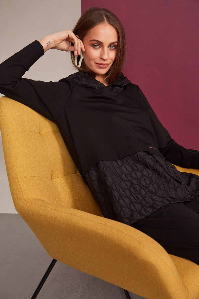 Bubble Jacquard Hoodie - Black