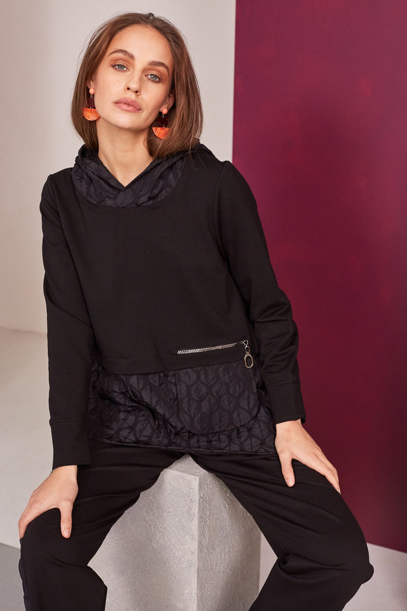 Bubble Jacquard Hoodie - Black