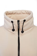Contrast Pocket High Neck Ziptop - Stone