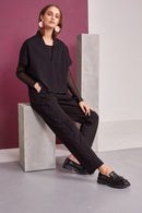 V Neck Short Top - Black