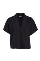 V Neck Short Top - Black