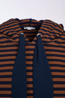 Striped Hoodie - Navy/tan