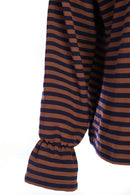 Striped Hoodie - Navy/tan