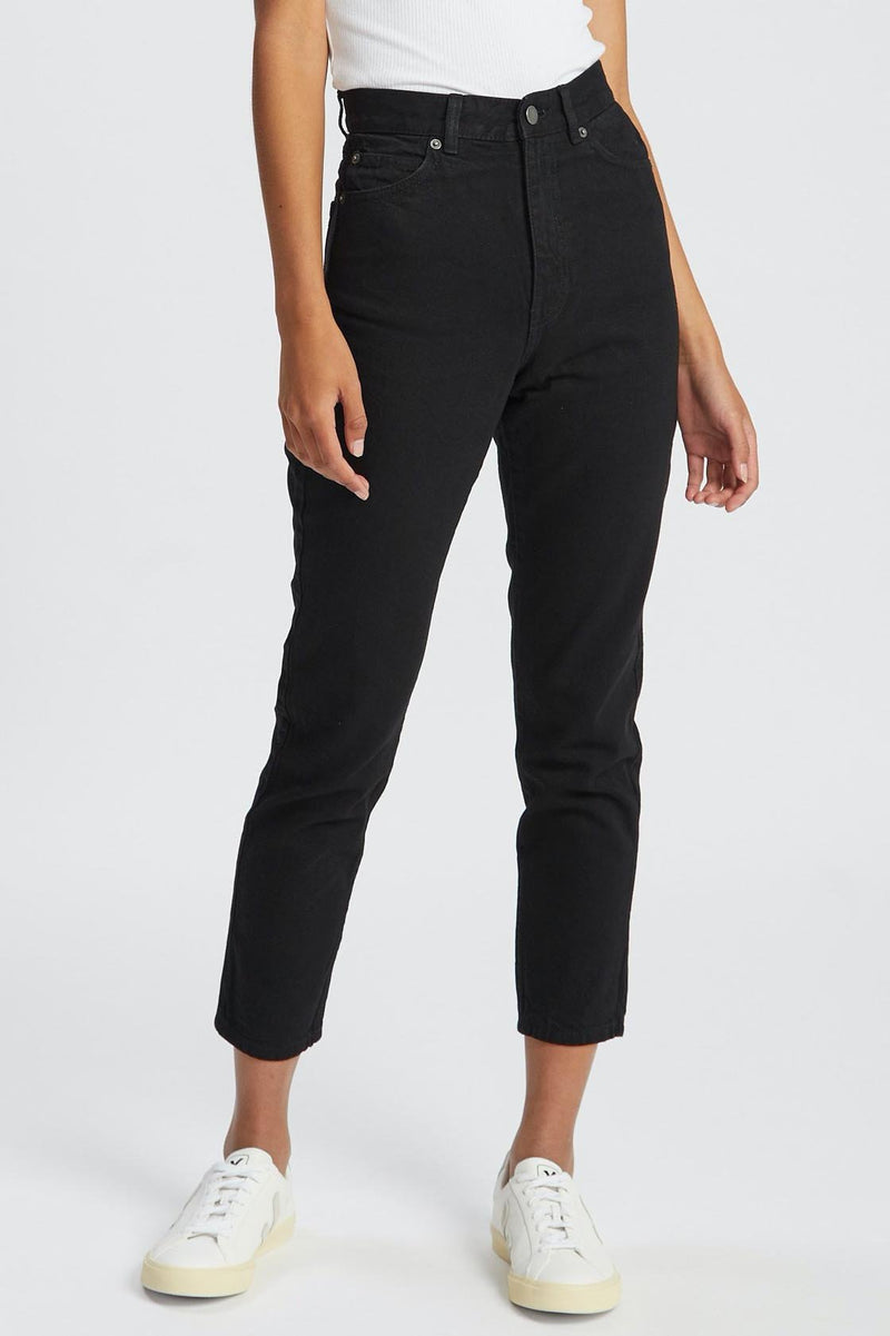 Nora Sky High Cropped Jeans - Washed Black