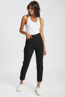 Nora Sky High Cropped Jeans - Washed Black