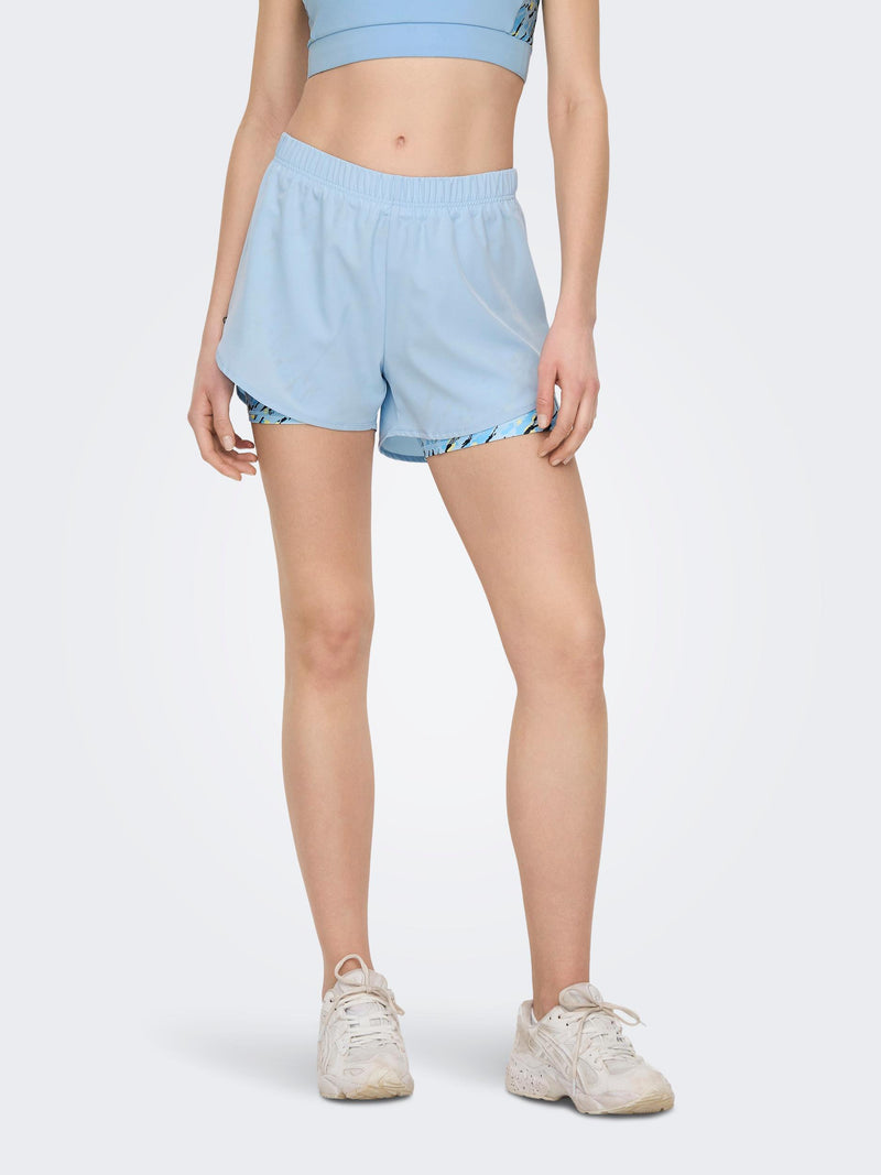 Ani All Over Print Train Shorts - Chambray Blue Print