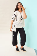 Side Panel Print Top - Black/stone