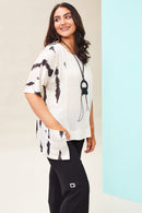 Side Panel Print Top - Black/stone
