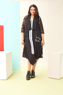 Mesh Knit Cardigan - Black