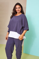 Contrast Underpanel Top - Grey/white