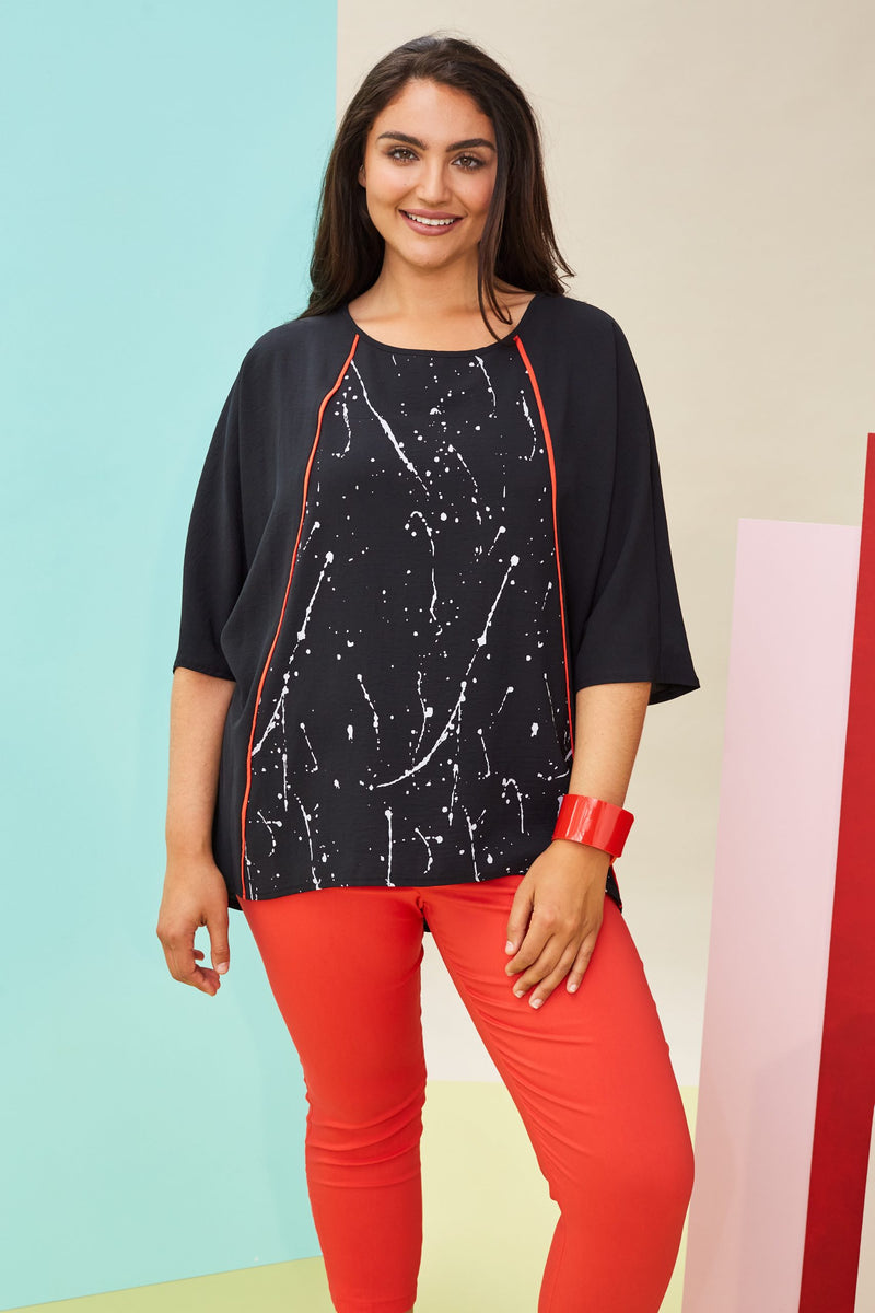 Front Print Panel Top - Black/red