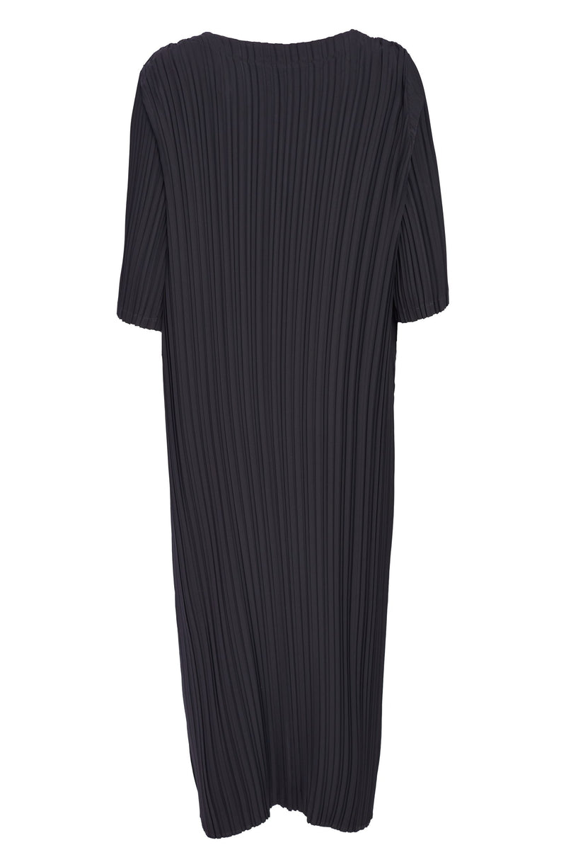 Color Circles Pleated Dress - Black/Coral