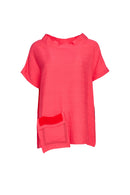 Patch Pocket High Neck Top - Poppy Red