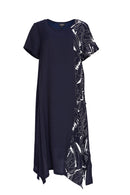 Print Panel Dress - Navy
