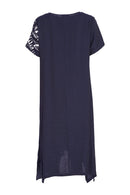 Print Panel Dress - Navy