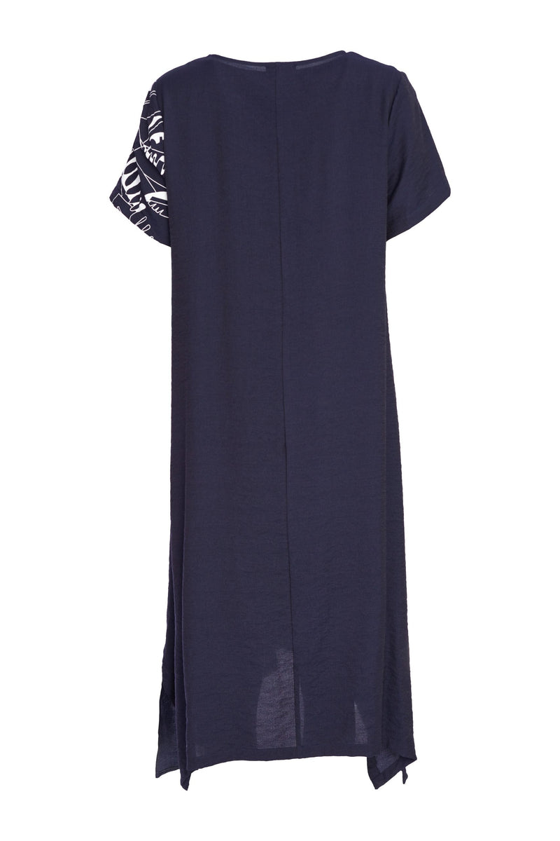 Print Panel Dress - Navy