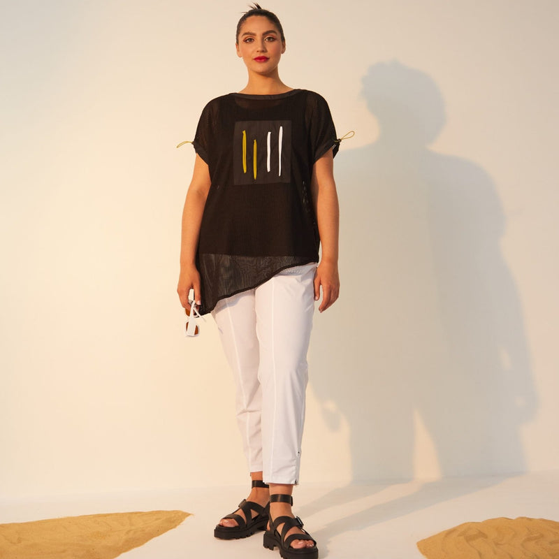 Colour Stripe Trim Top - Black