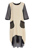 Contrast Mesh Dress - Stone