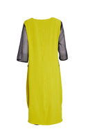 Contrast Mesh Dress - Lime