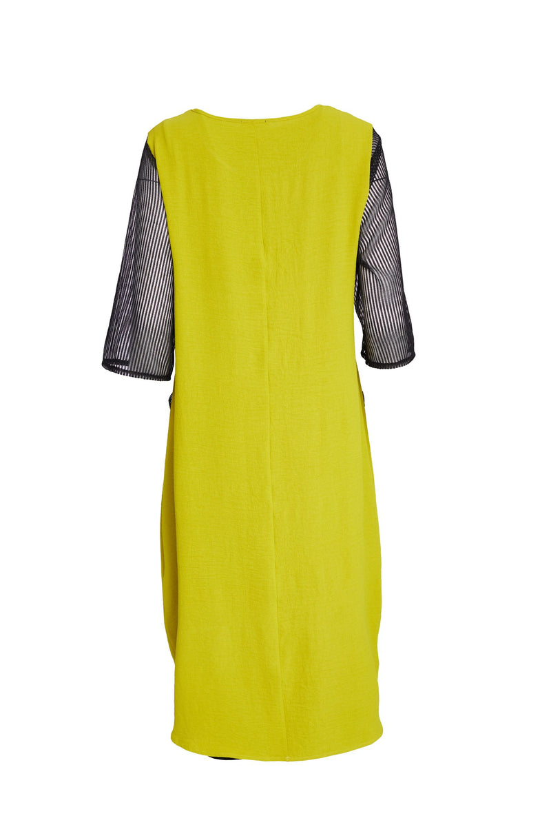 Contrast Mesh Dress - Lime