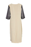 Contrast Mesh Dress - Stone