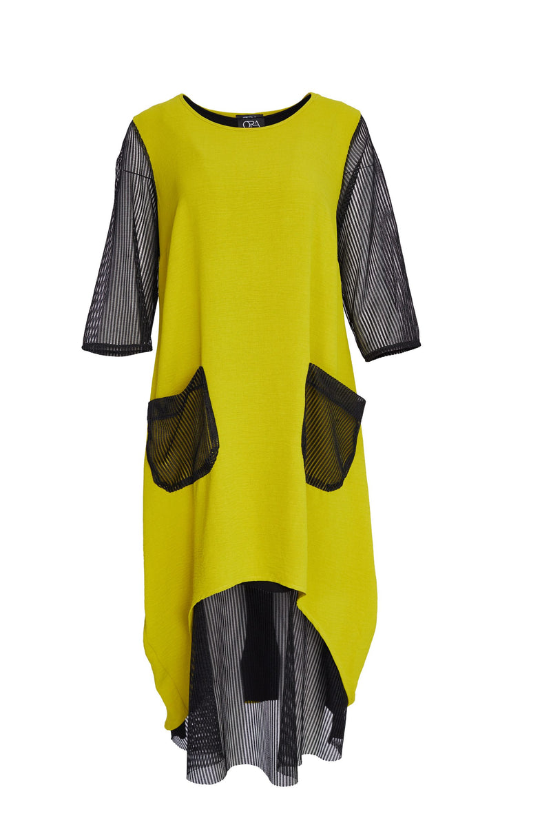 Contrast Mesh Dress - Lime