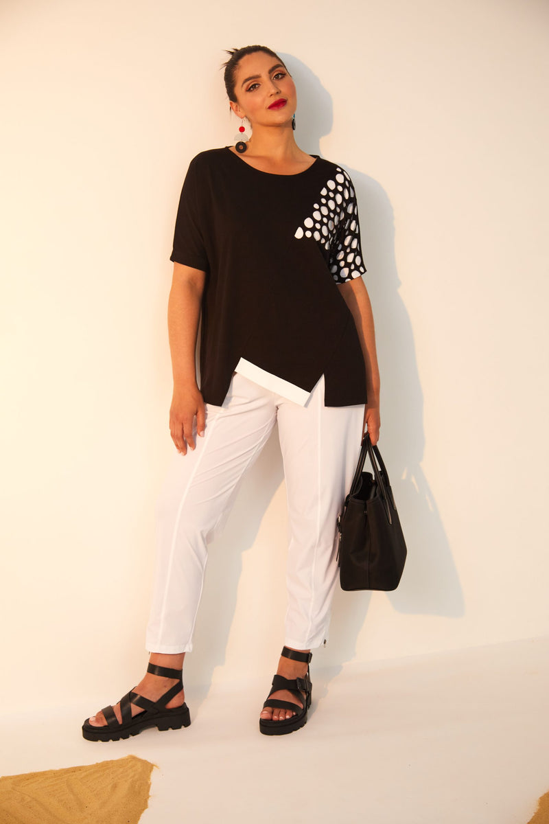 Spot Side Panel Top - Black/Cream
