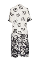 Border Print Long Top - Stone/Black