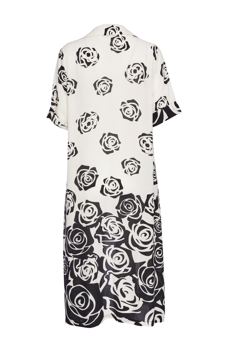 Border Print Long Top - Stone/Black