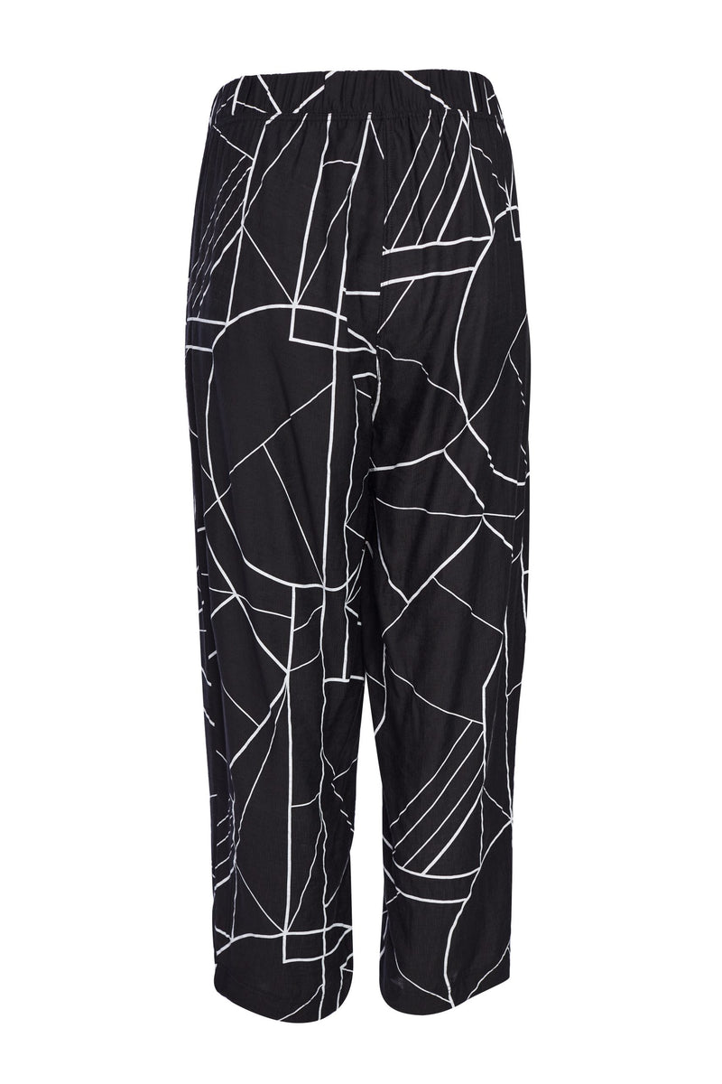 Print Wide Leg Trouser - Black/White