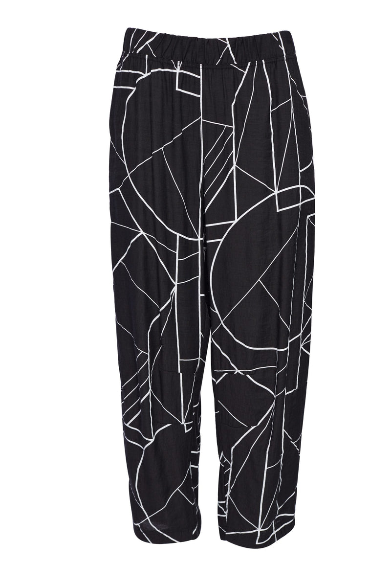 Print Wide Leg Trouser - Black/White
