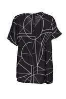 Print V Neck Top - Black/White