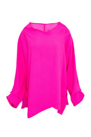 HIGH NECK TOP CURVED HEM - Pink