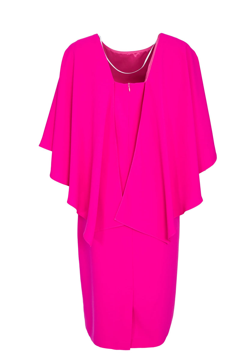 Shawl Effect Dress - Hot Pink
