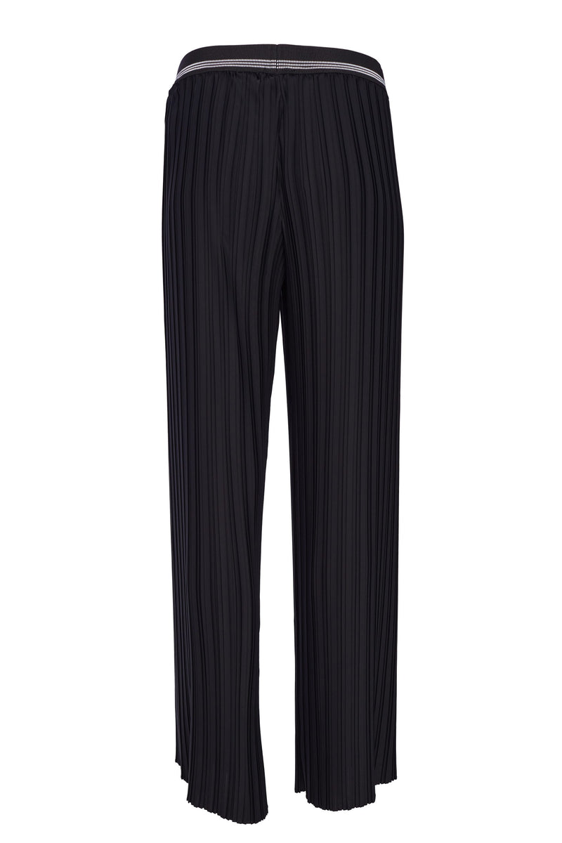 Elastic Waist Pleated Trouser - Black