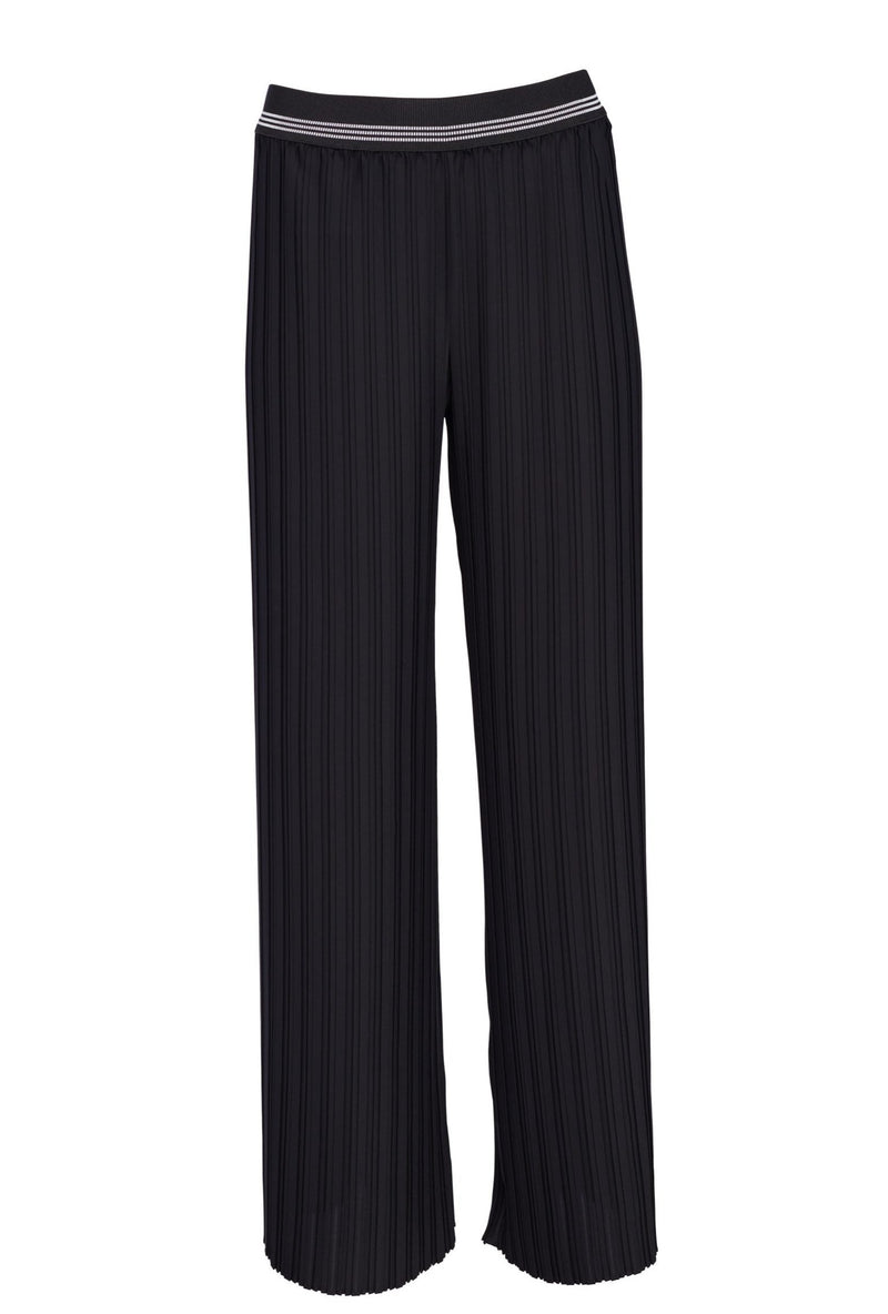 Elastic Waist Pleated Trouser - Black