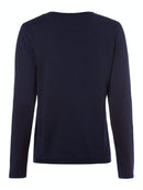 Plain Ribbed Round Neck Jumper - Power Navy