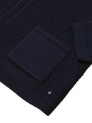 Plain Ribbed Cardigan - Power Navy