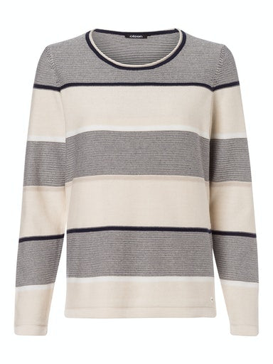 Boho Vibes Stripe Round Neck Jumper - Ivory